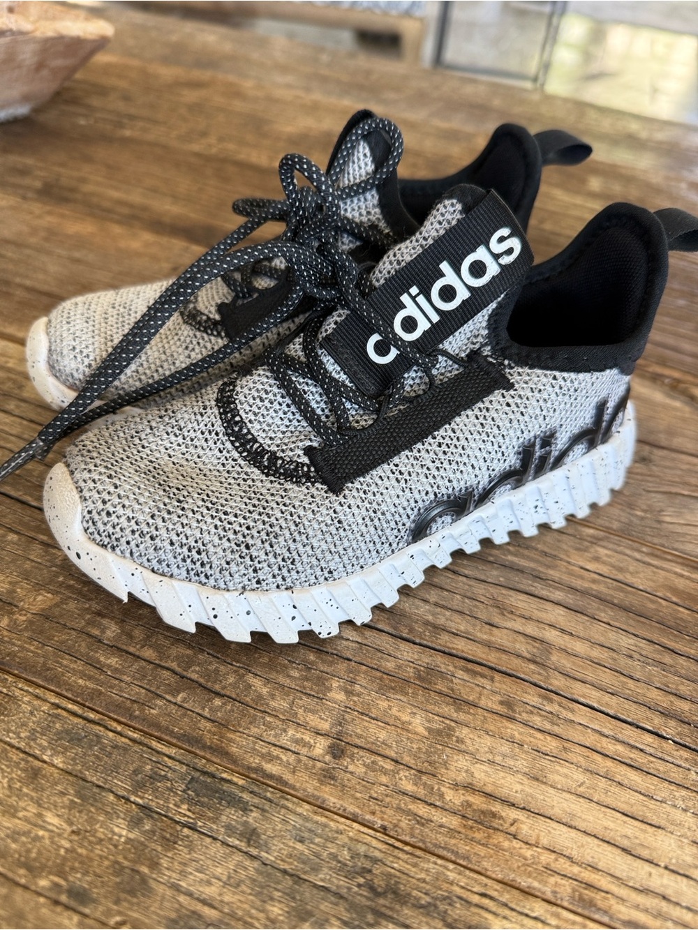 adidas Kids Black and Gray Knit Athletic Sneakers excellent!